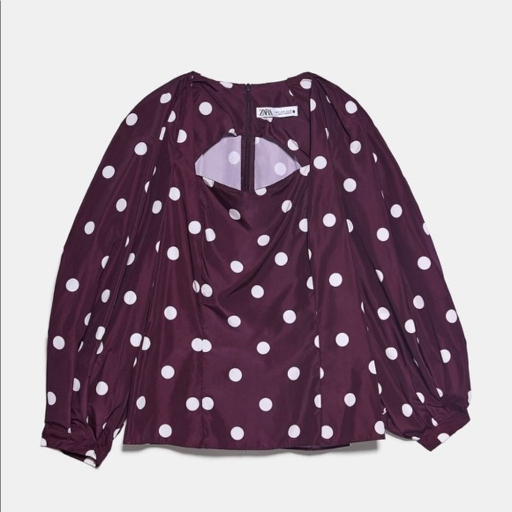 Zara Polka Dot Taffeta Blouse S - Picture 8 of 8